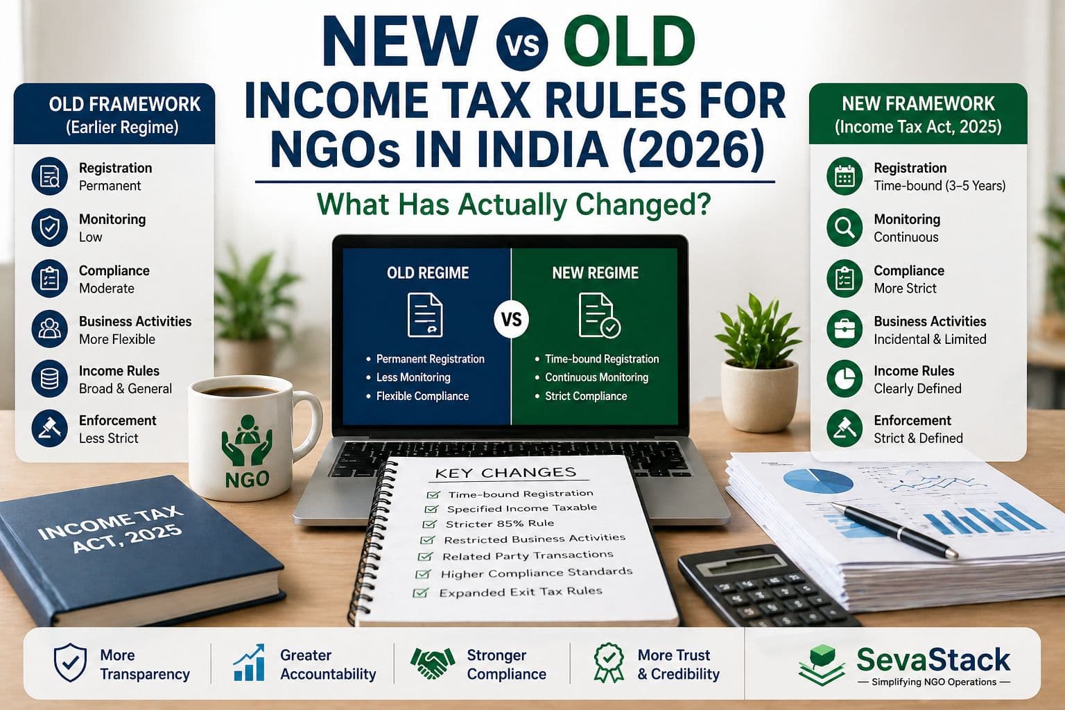 New vs Old Income Tax Rules for NGOs in India (2026): What Has Actually Changed