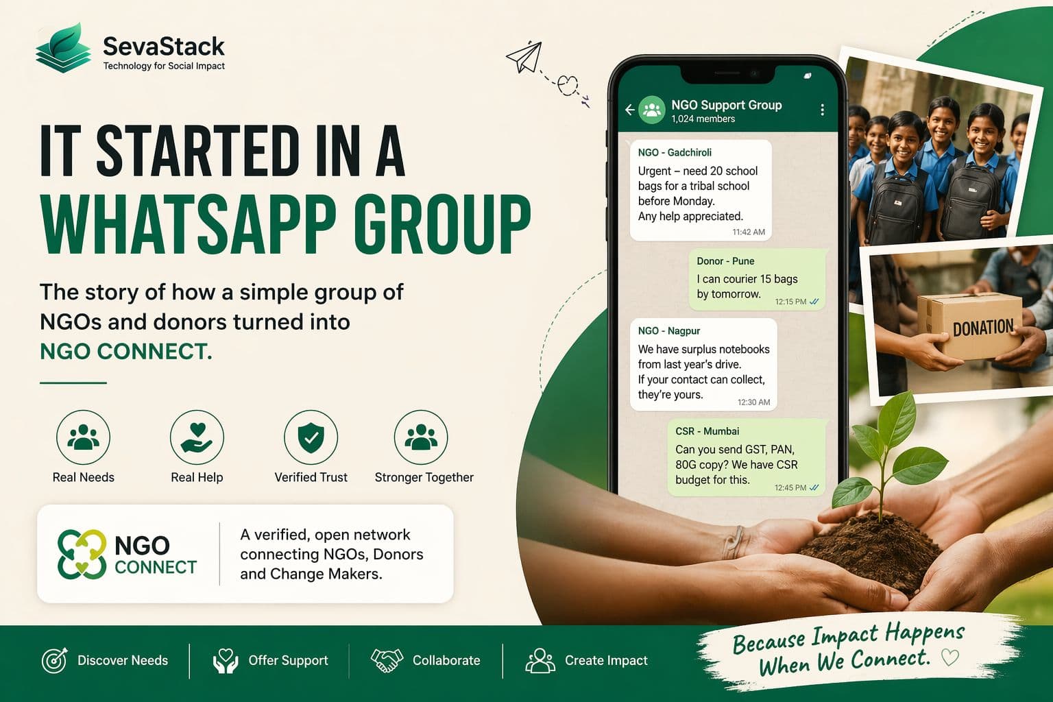 I built NGO Connect because a WhatsApp group was solving India's biggest giving problem — and also failing at it