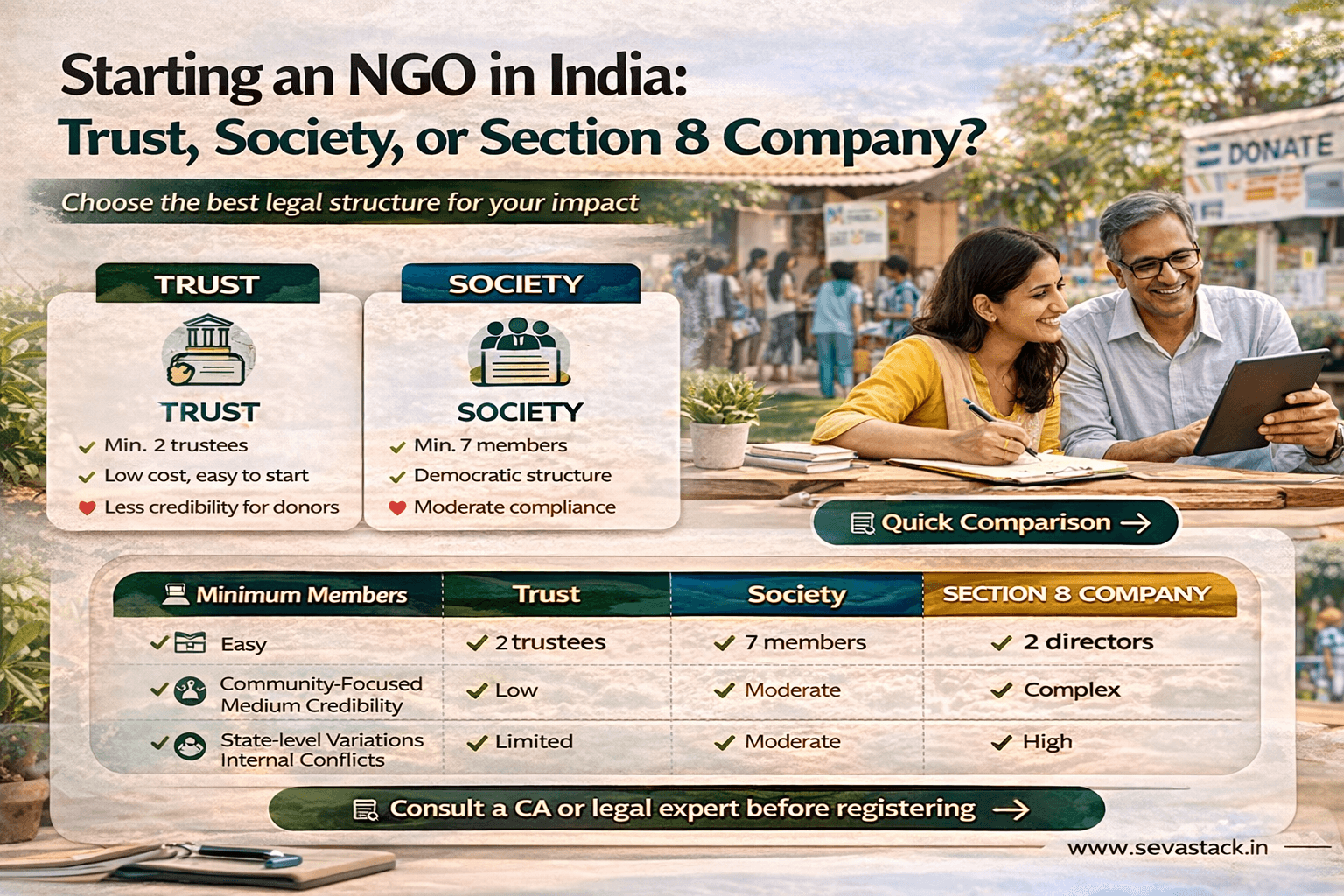 Starting an NGO in India: Trust, Society, or Section 8 Company?